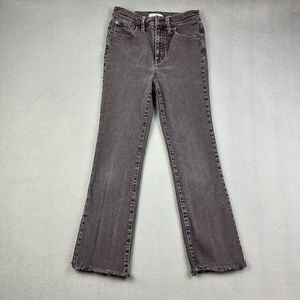 Madewell Jeans Womens 26 Faded Black High Rise Cali Demi Boot Denim Raw Hem